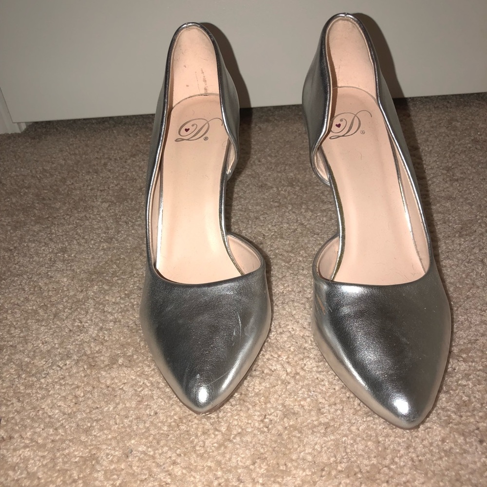 Silver heels in size 8.5